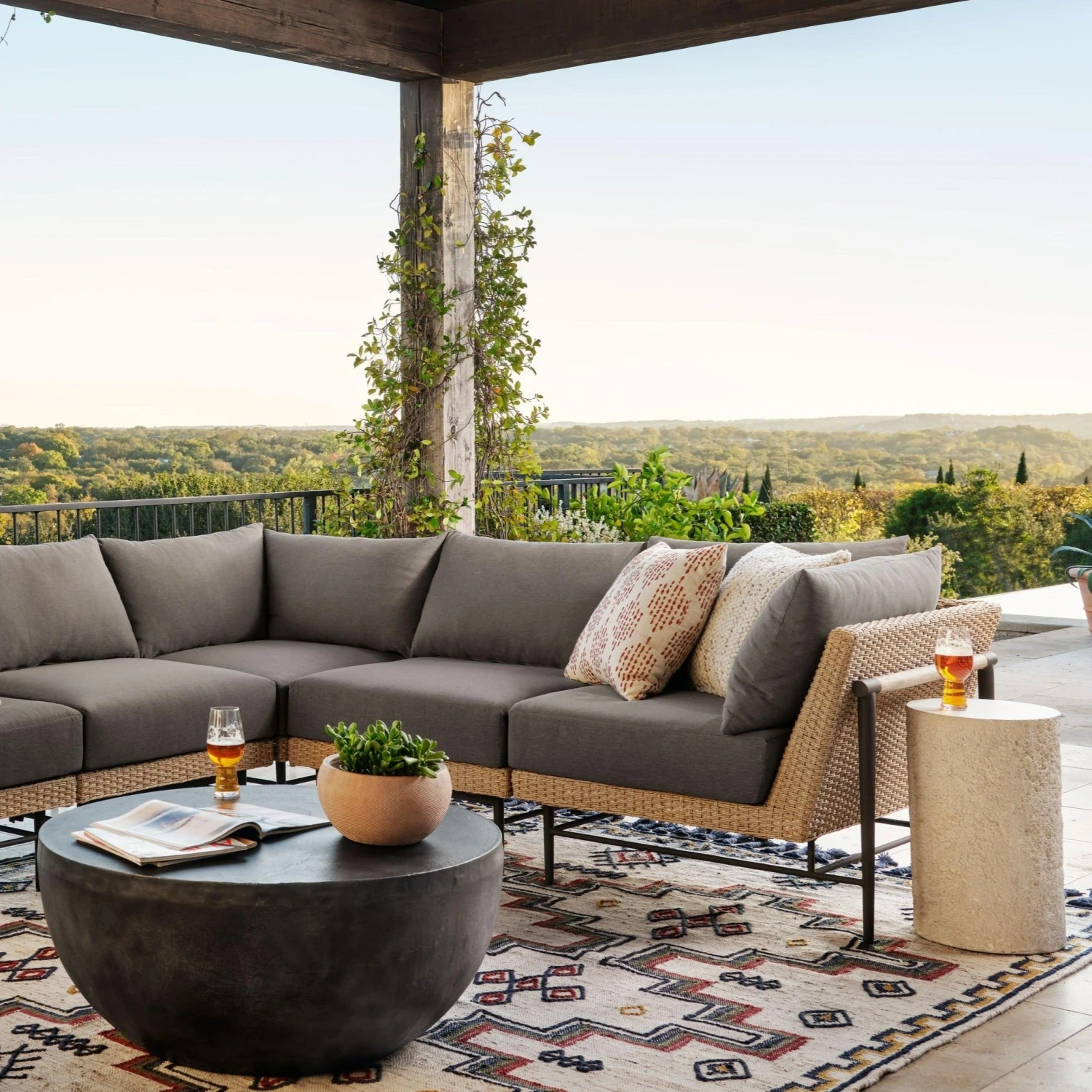 Otero Outdoor Round End Table - Image 3